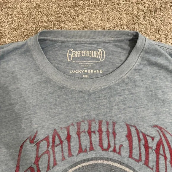 Grateful Dead Skull Roses‎ T Shirt Lucky Brand XXL Blue Plus Size Band Tee - Picture 3 of 8